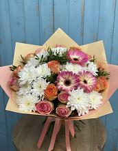 Букет цветов из:  Розы, Герберы и Хризантемы в Зеленый Бор