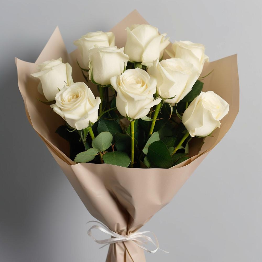 Букет 9 Белых роз Эдлесс Лав в Зеленый Бор