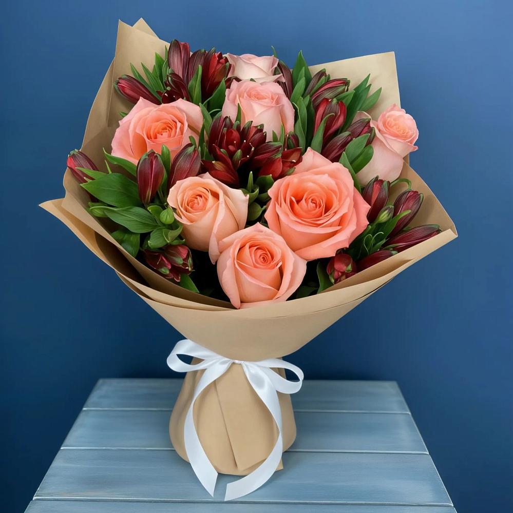 Букет цветов из: Розы и Альстромерии в Зеленый Бор