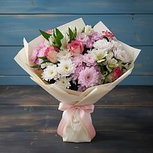 Букет цветов из:  Хризантемы, Альстромерии и Розы в Зеленый Бор