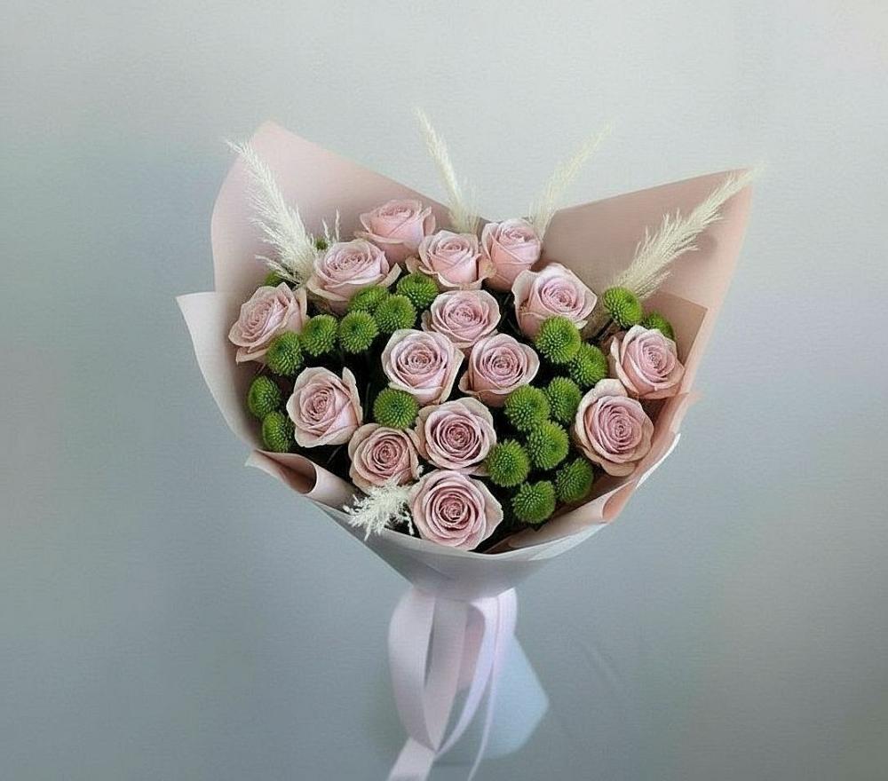 Букет цветов из: Розы и Хризантемы в Зеленый Бор