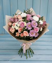 Букет цветов из:  Хризантемы, Розы и Альстромерии в Зеленый Бор